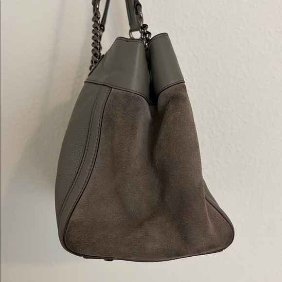 Coach Leather and Suede Shoulder Bag in Dove Gray with Gun Metal Hardware - Picture 6 of 16